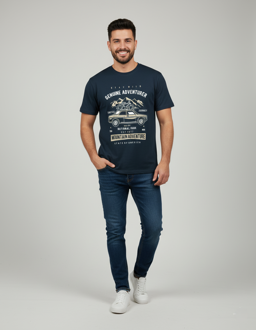Men Classic Crew Mount Adventure Printed T-Shirt