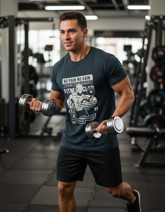 Men Classic Crew No Pain No Gain Printed T-Shirt