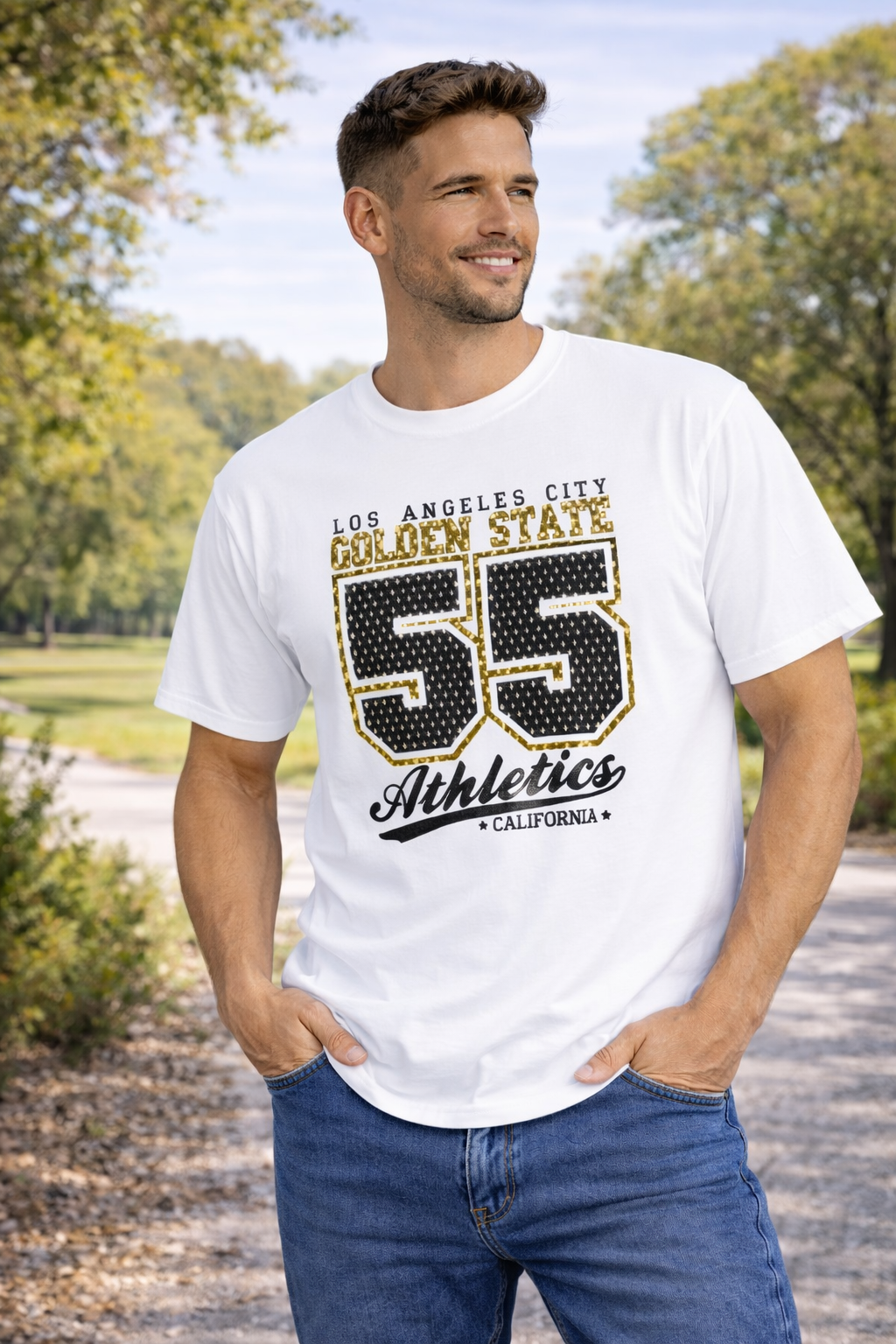 Men Classic Crew 55 Printed Regular Wear T-Shirt
