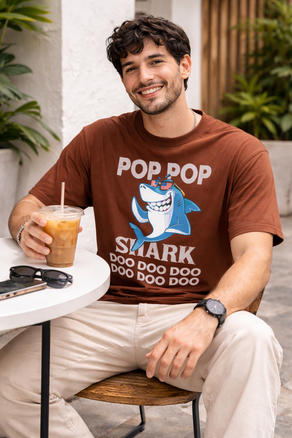 Men Classic Crew Shark Printed Regular Wear T-Shirt