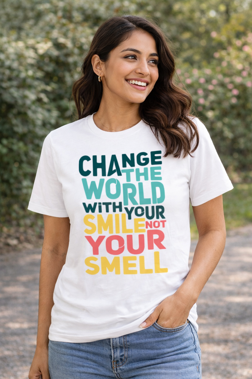 Women's Classic Crew Chang The World Printed T-Shirt