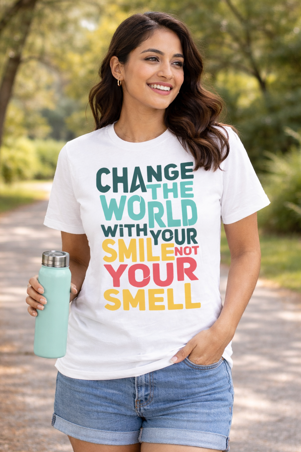 Women's Classic Crew Chang The World Printed T-Shirt