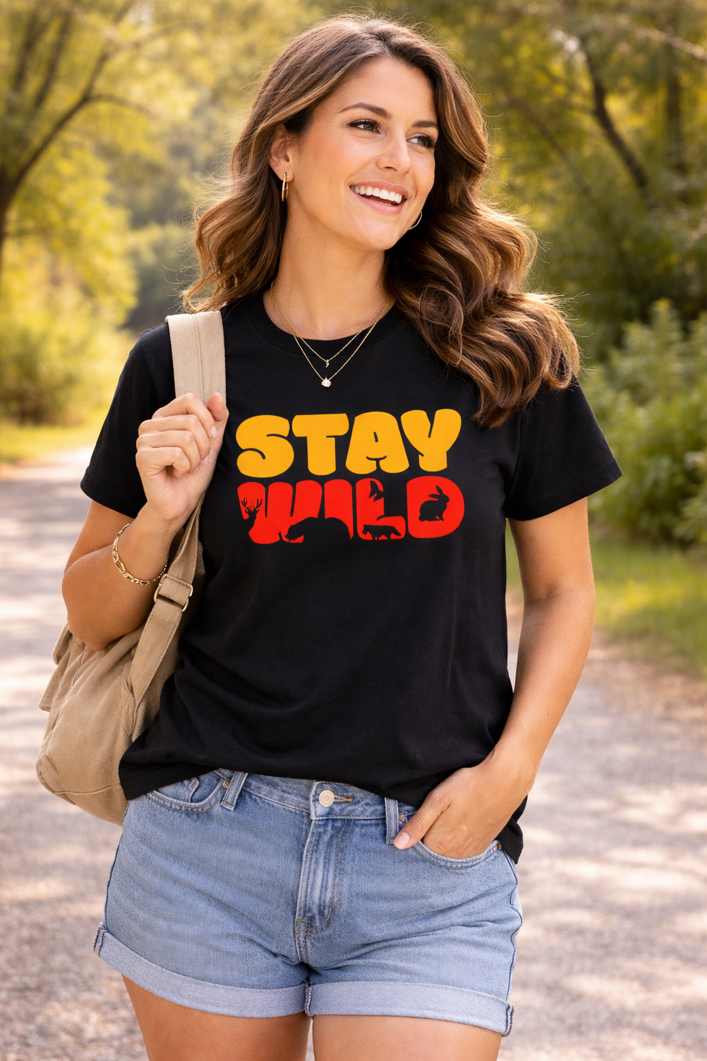 Women's Classic Crew Stay Wild Printed T-Shirt