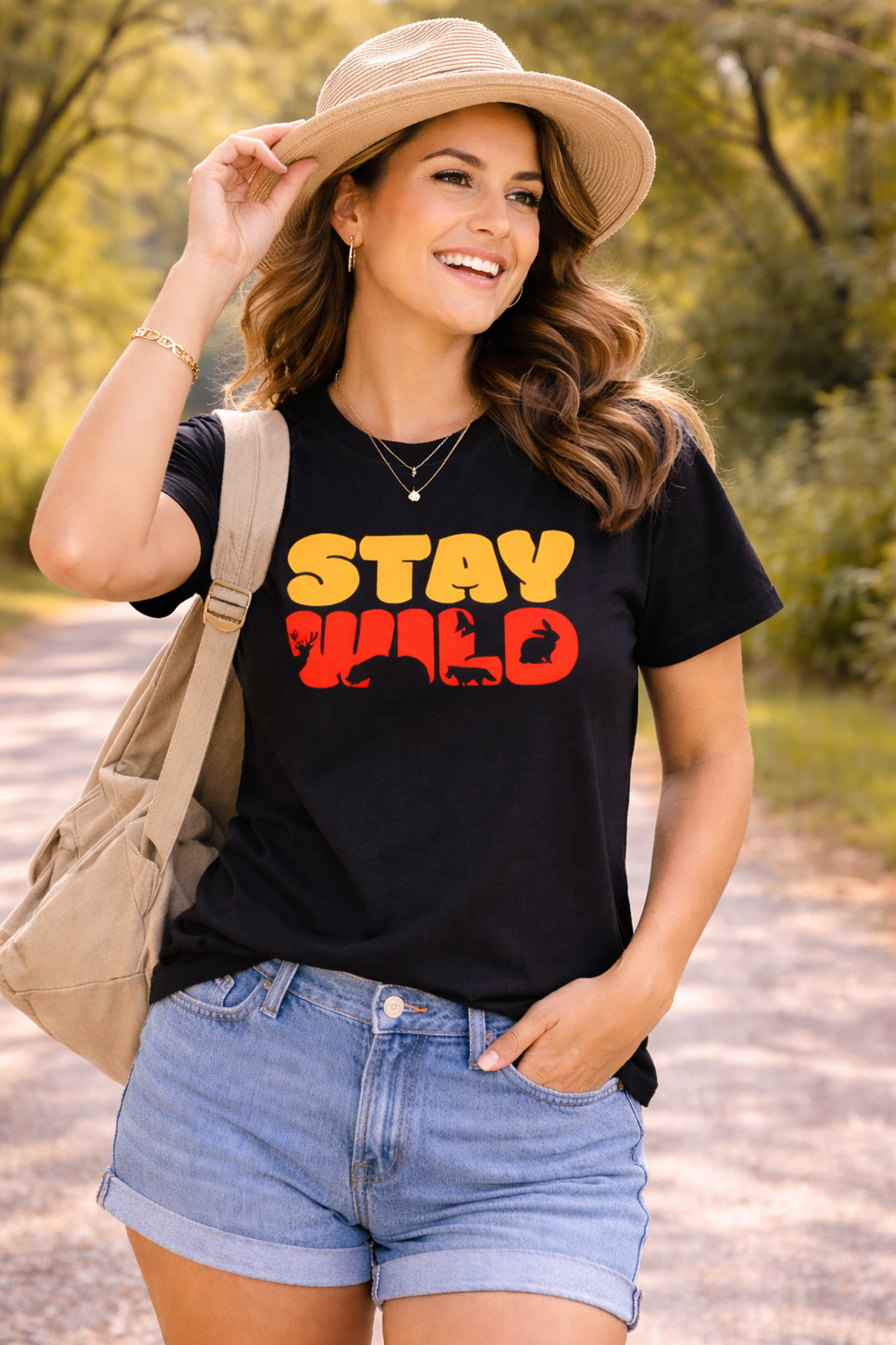 Women's Classic Crew Stay Wild Printed T-Shirt