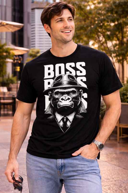 Men Classic Crew Boss Monkey Printed Regular Wear T-Shirt