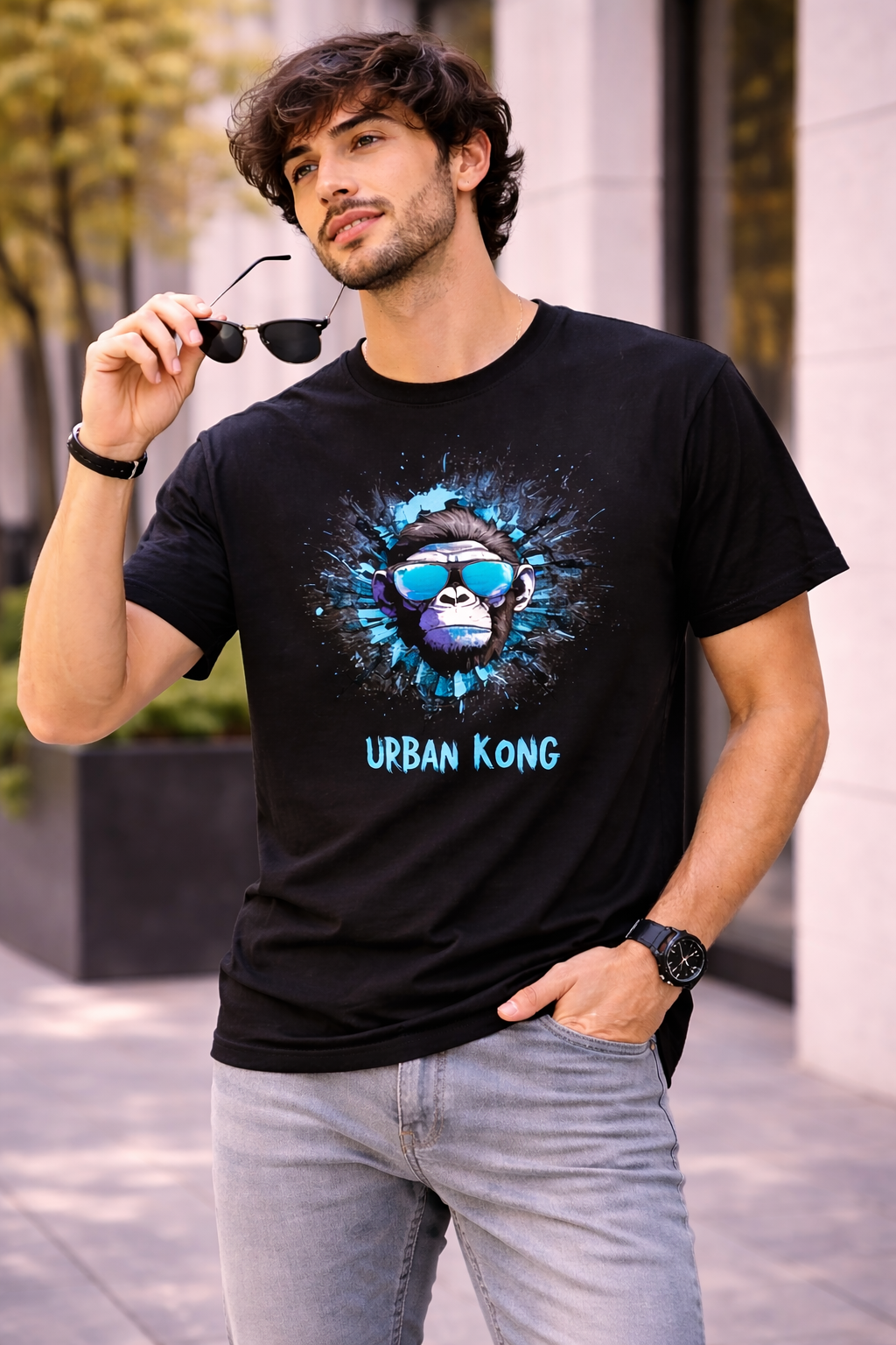 Men Classic Crew Monkey Printed Regular Wear T-Shirt