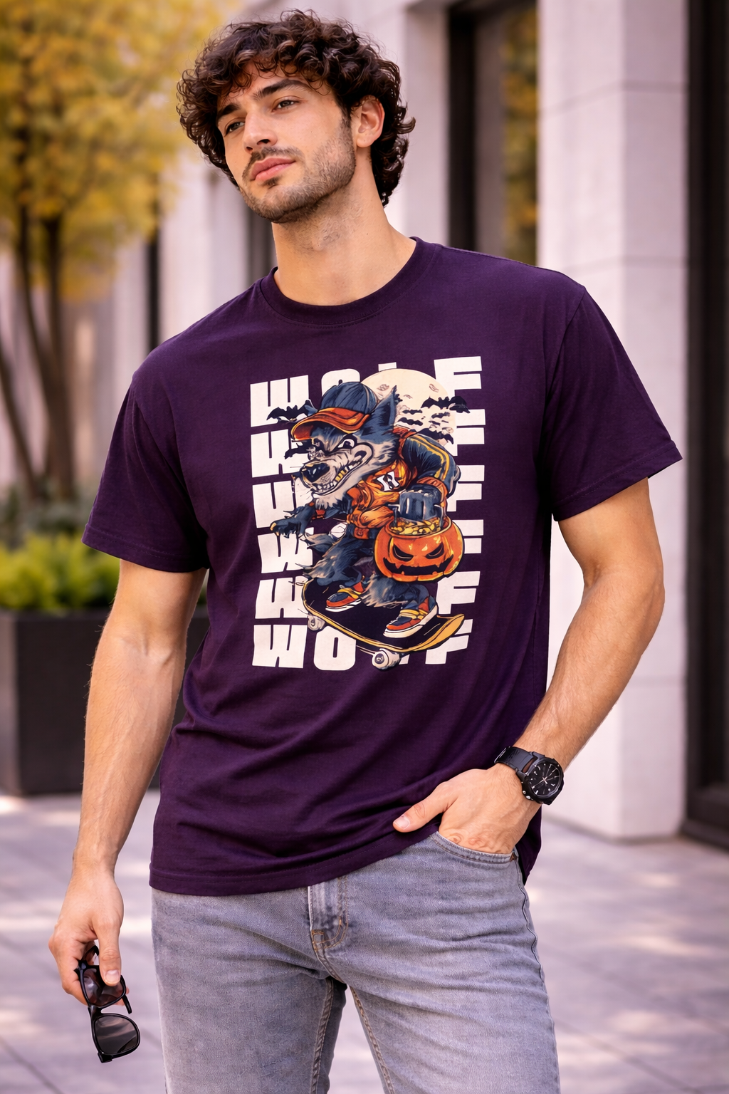 Men Classic Crew Animal Printed Regular Wear T-Shirt