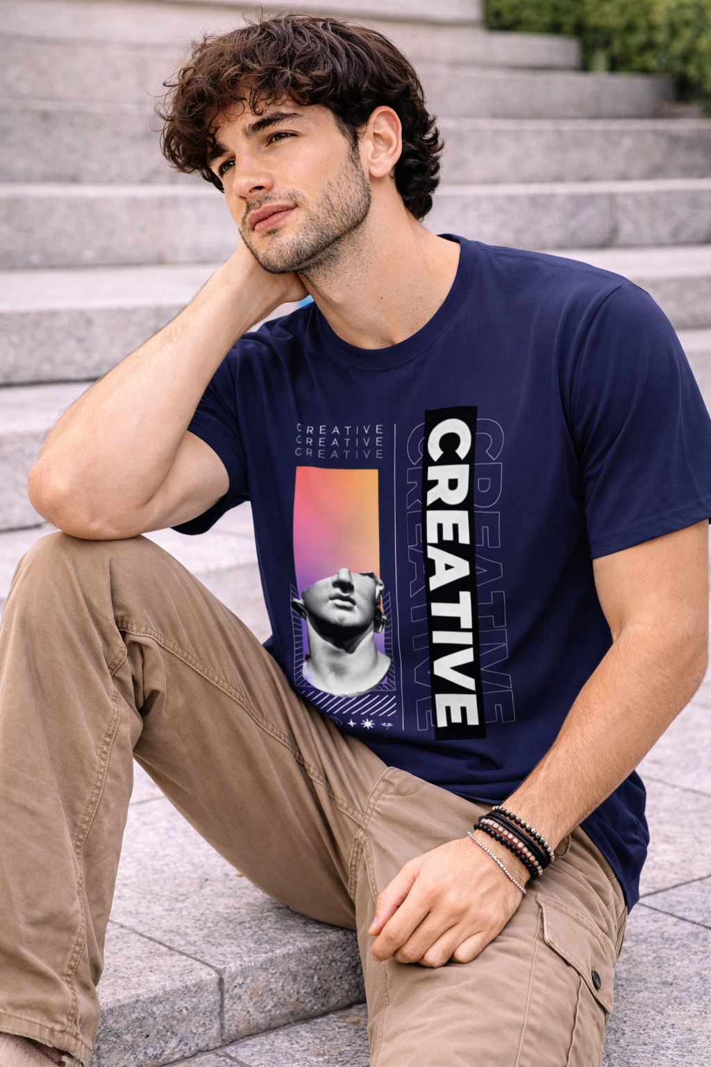 Men Classic Crew Creative Printed Regular Wear T-Shirt