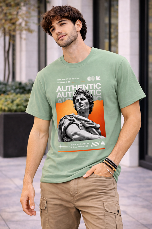 Men Classic Crew Statue Printed Regular Wear T-Shirt