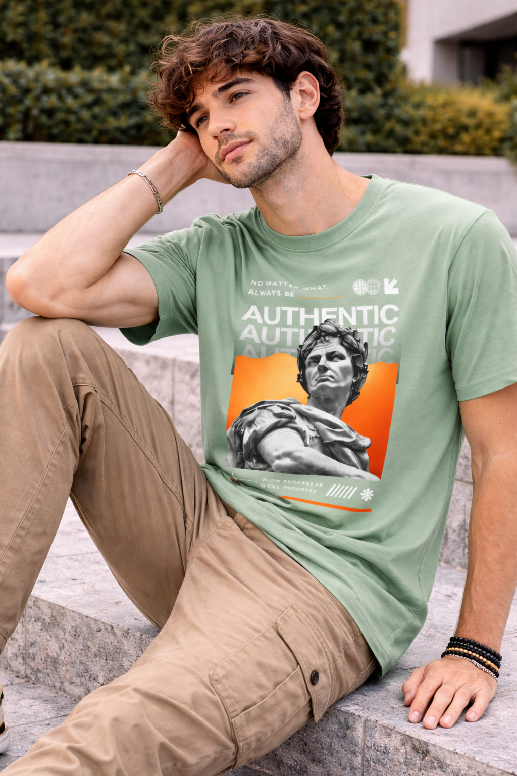 Men Classic Crew Statue Printed Regular Wear T-Shirt