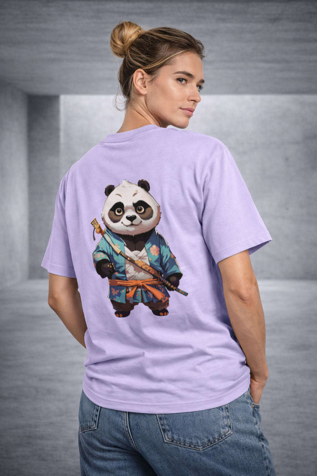 Women's Oversized Classic Panda Back printed Premium T-Shirt