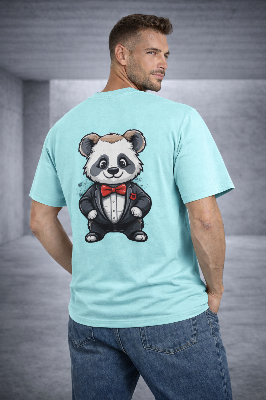 Men Oversized Classic Teddy Premium Back Printed T-Shirt