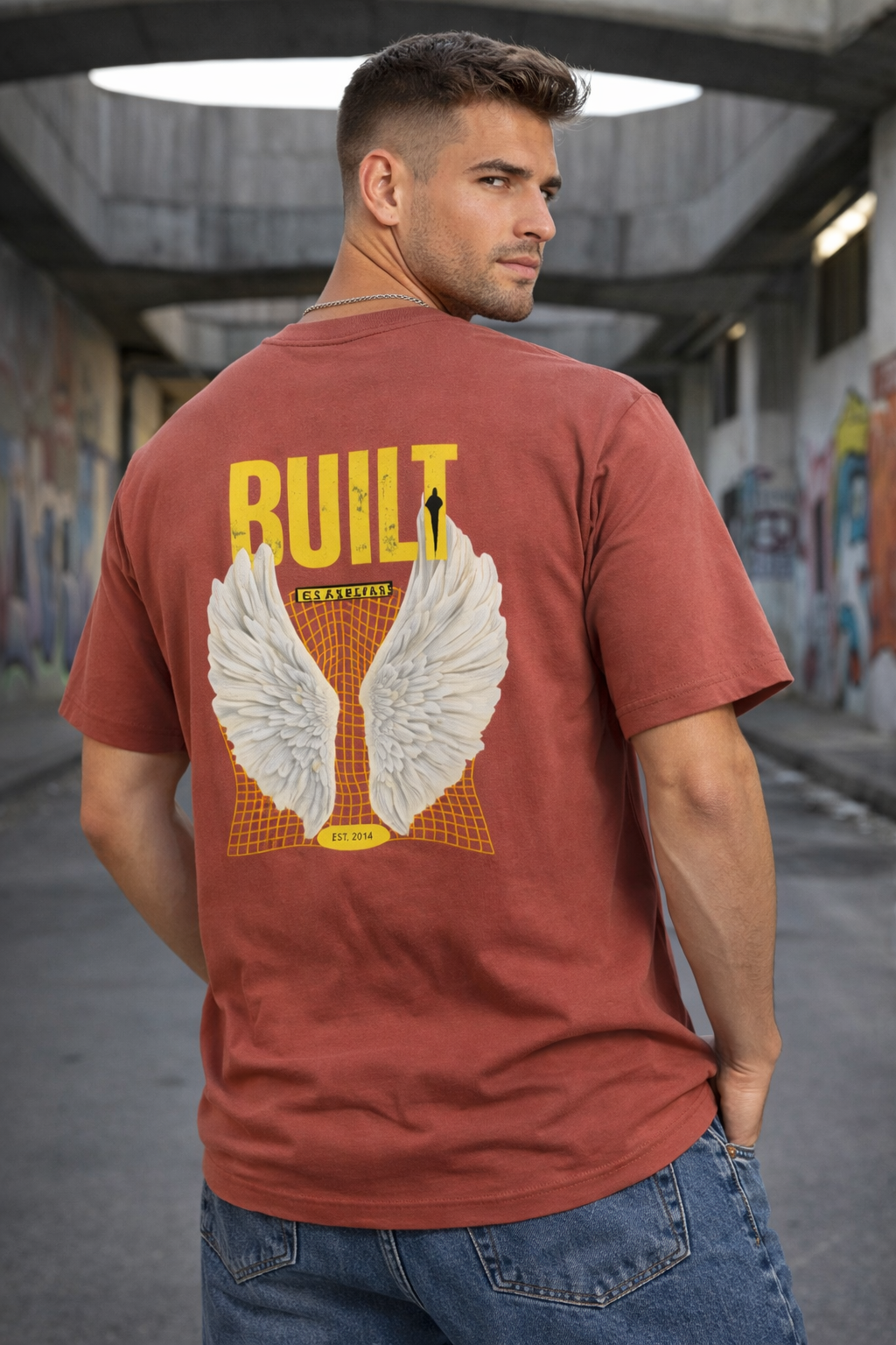 Men Oversized Classic Flying Back Printed Premium T-Shirt