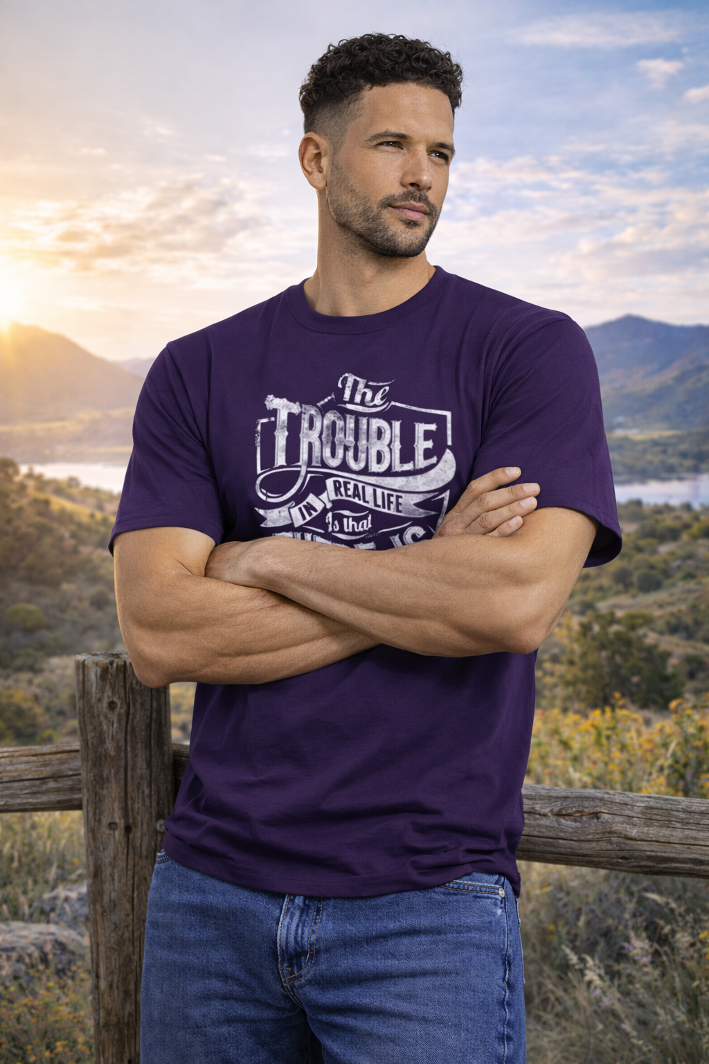 Men Classic Crew Trouble Regular Wear Printed T-Shirt