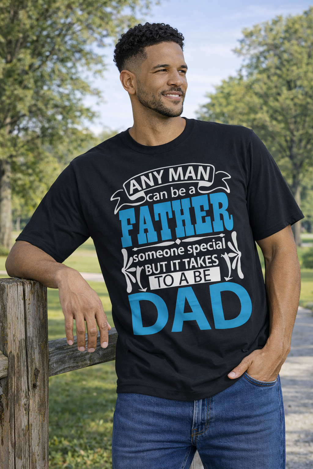 Men Classic Crew Slogan Father Printed Regular Wear T-Shirt
