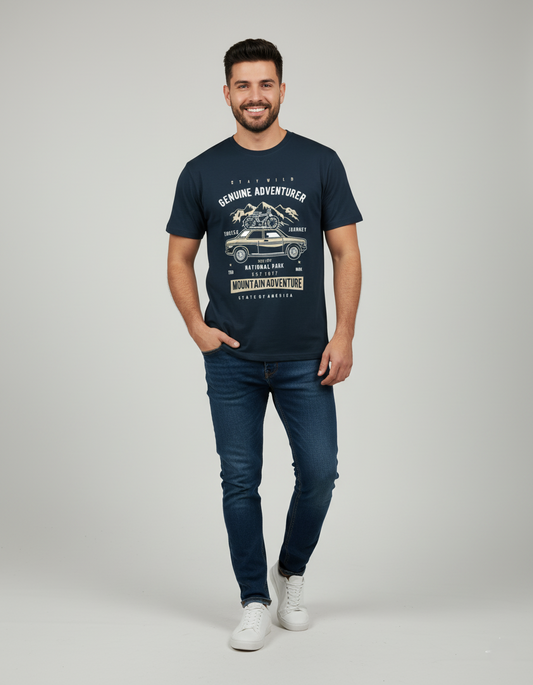 Men Classic Crew Mount Adventure Printed T-Shirt
