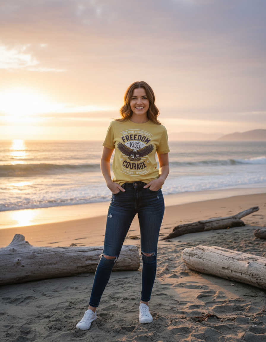 Women's Classic Crew Freedom Eagle Printed T-Shirt