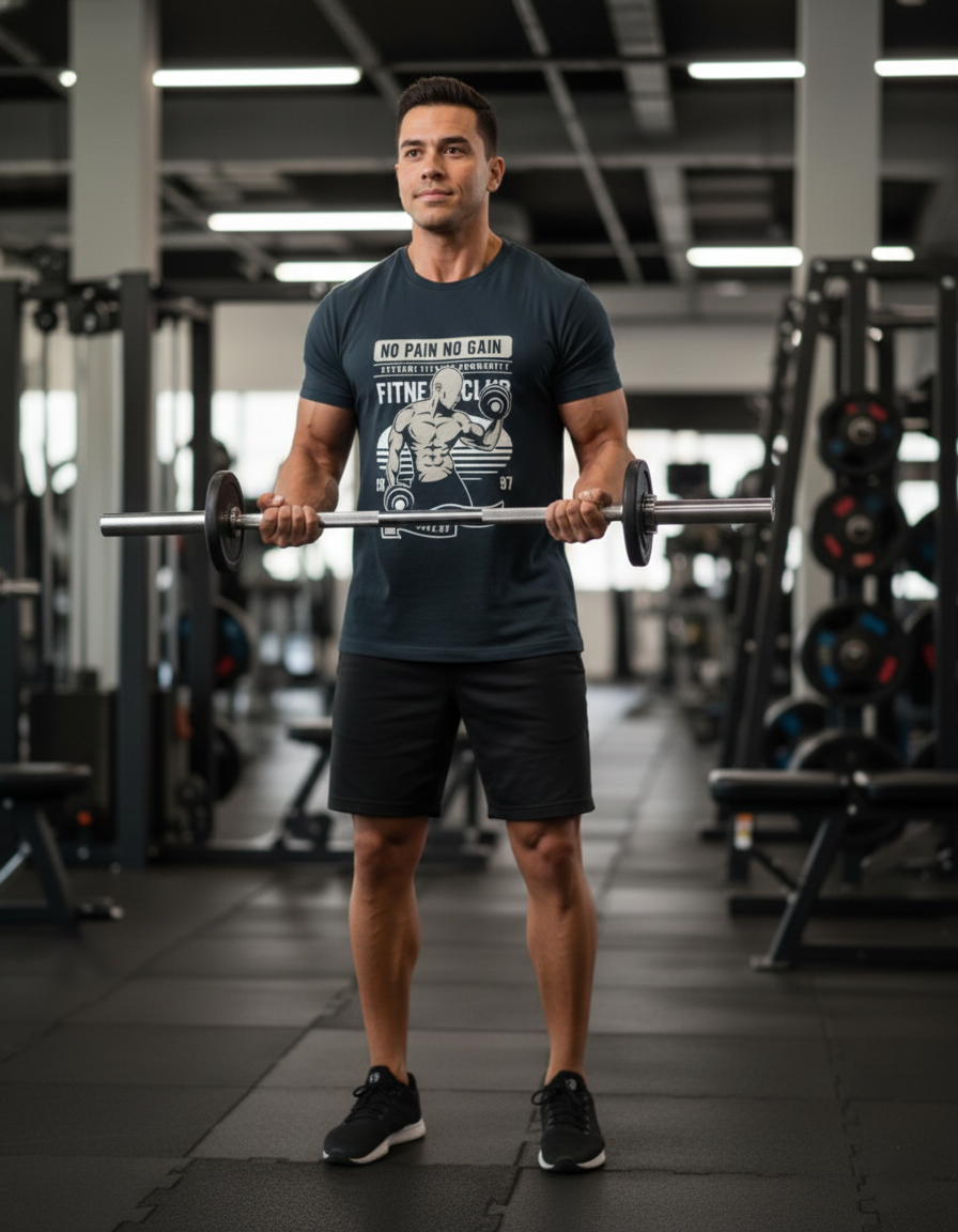 Men Classic Crew No Pain No Gain Printed Regular T-Shirt