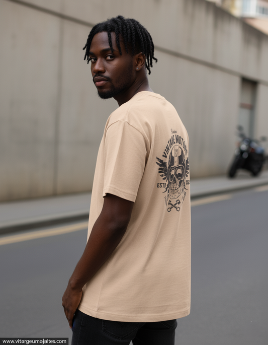 Men Classic Crew Vintage Motors Printed T-Shirt