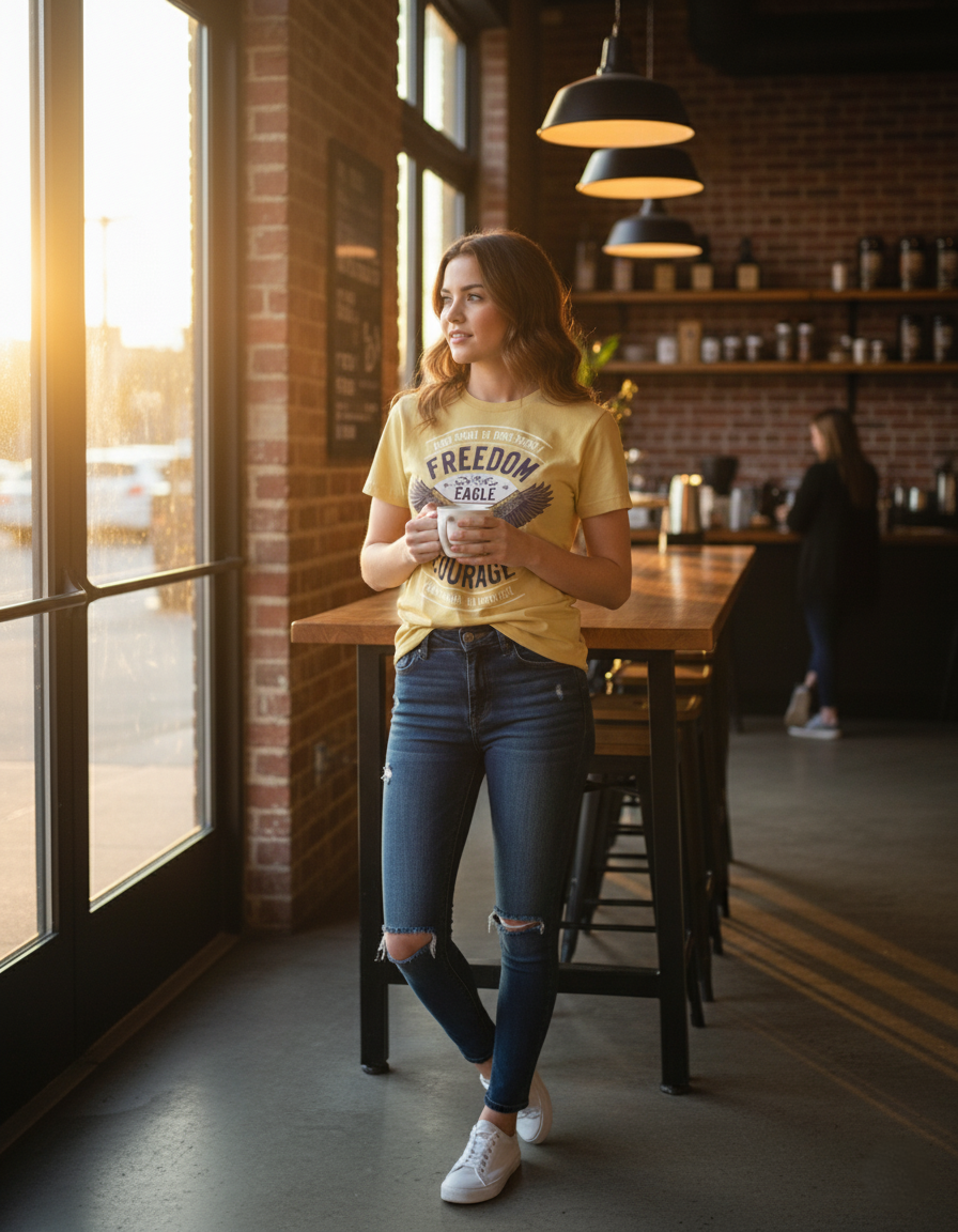 Women's Classic Crew Freedom Eagle Printed T-Shirt