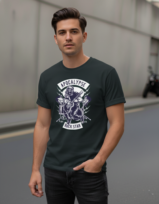 Men Classic Crew Rockstar Printed T-Shirt