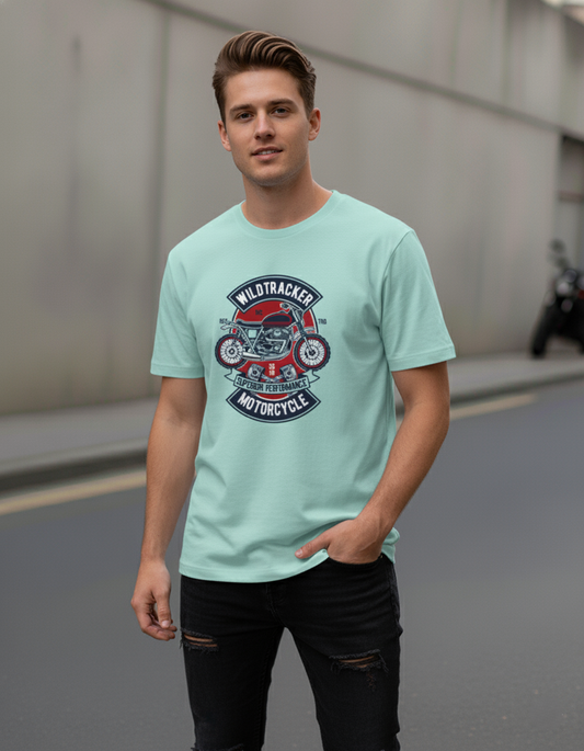 Men Classic Crew Motorcycle Printed T-Shirt