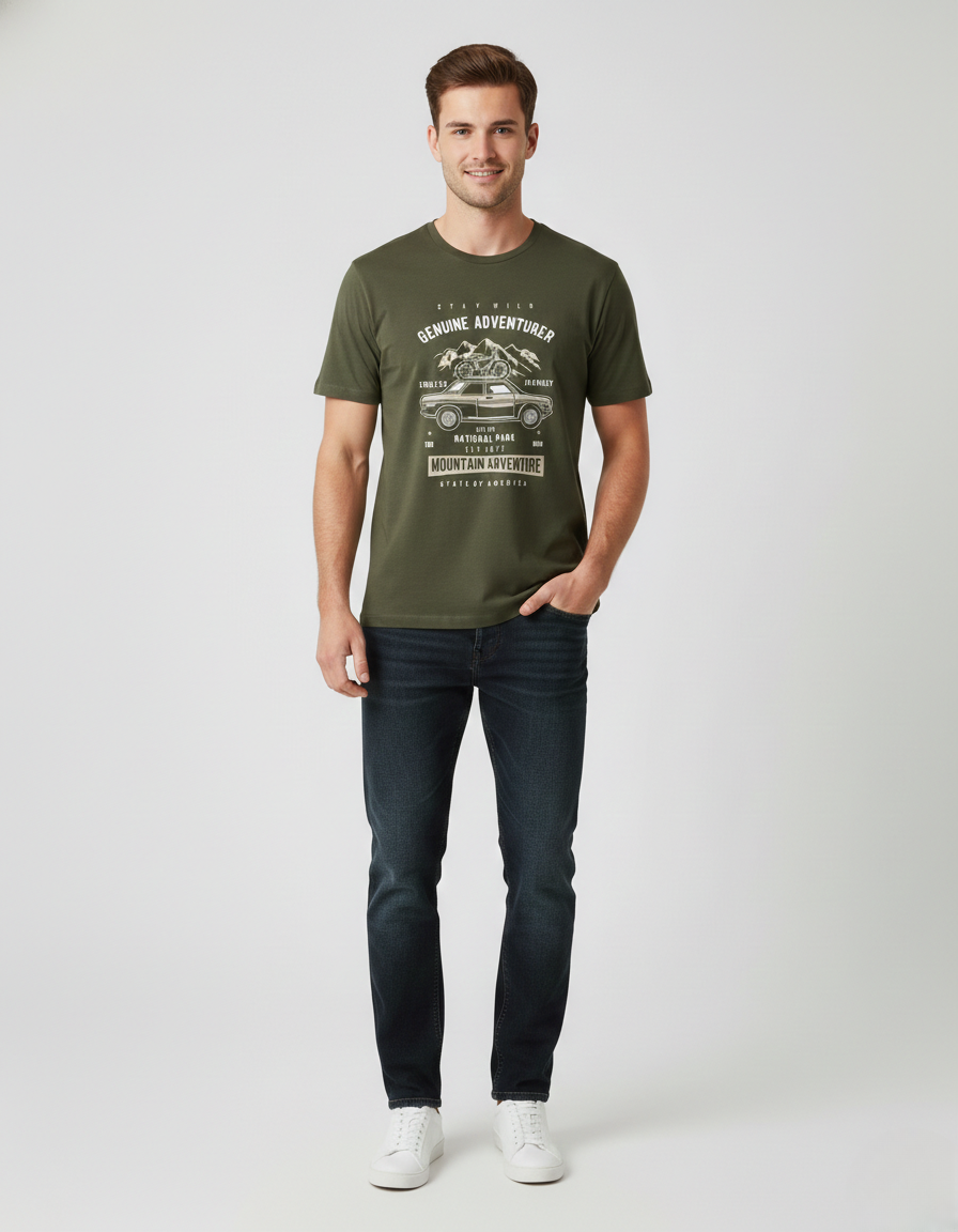 Men Classic Crew Mount Adventure Printed Regular Wear T-Shirt