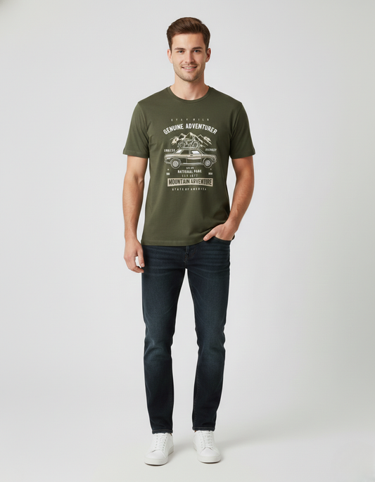 Men Classic Crew Mount Adventure Printed Regular Wear T-Shirt