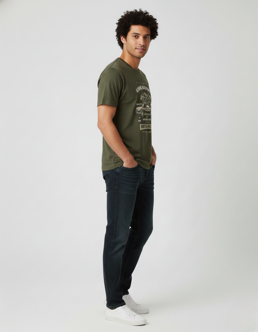 Men Classic Crew Mount Adventure Printed Regular Wear T-Shirt