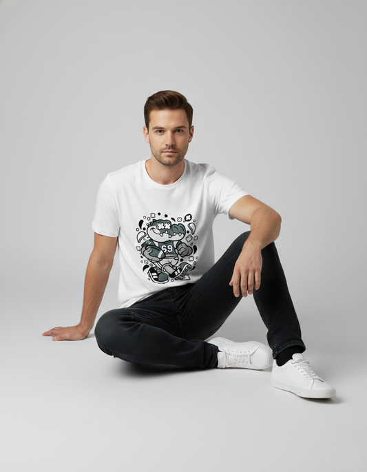 Men Classic Crew Crocodile Regular Wear Printed T-Shirt