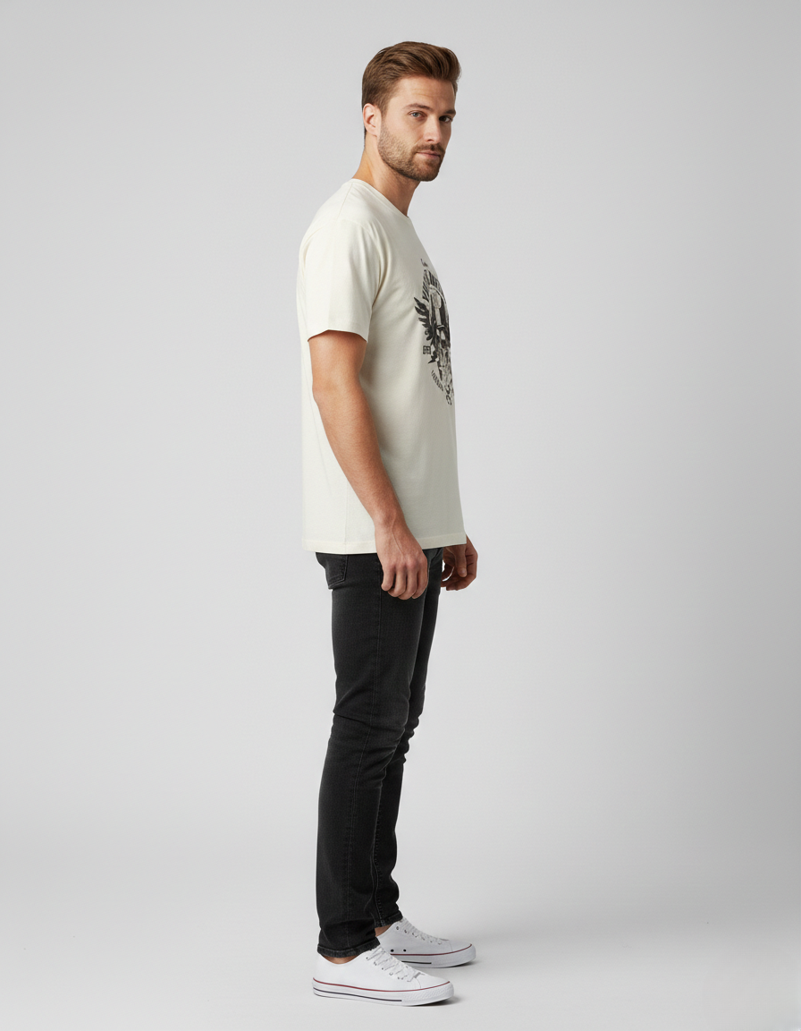 Men Classic Crew Vintage Motors Printed Regular Wear T-Shirt