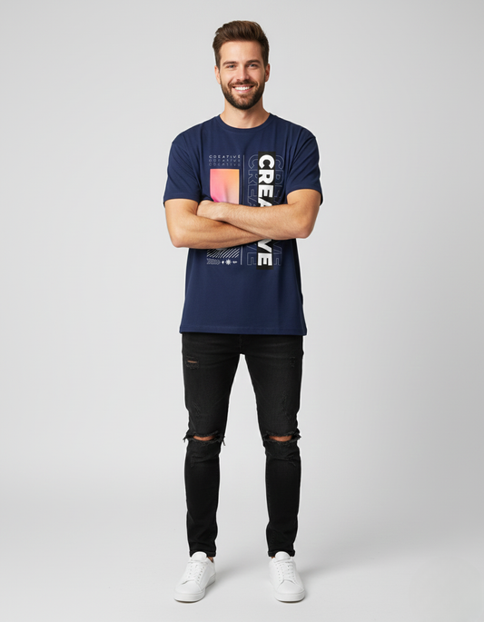 Men Classic Crew Creative Printed Regular Wear T-Shirt