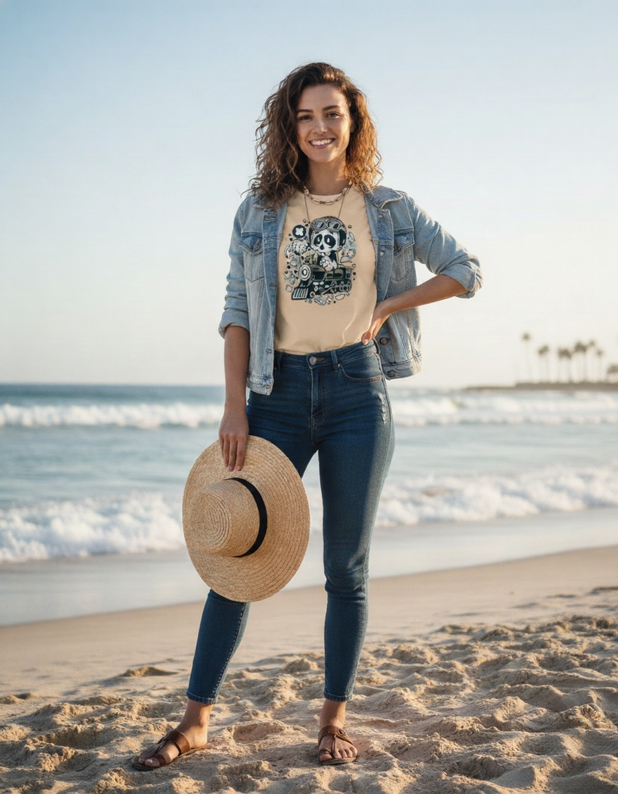 Women's Classic Crew Cartoon Printed T-Shirt