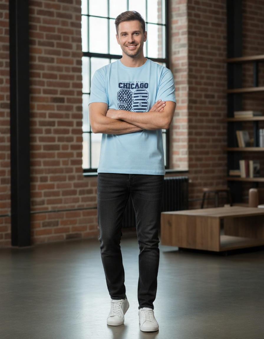 Men Classic Crew 98 Printed Regular Wear T-Shirt