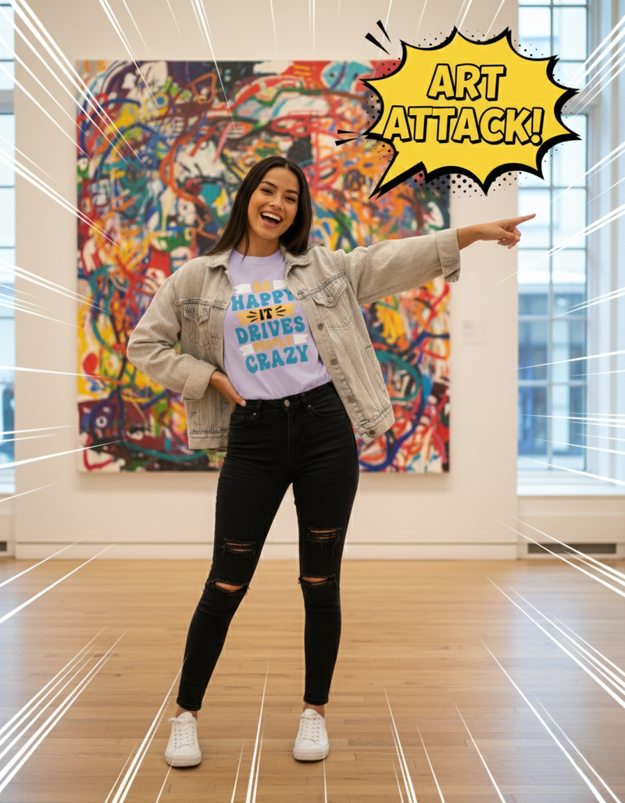 Women's Classic Crew Be Happy Printed T-Shirt
