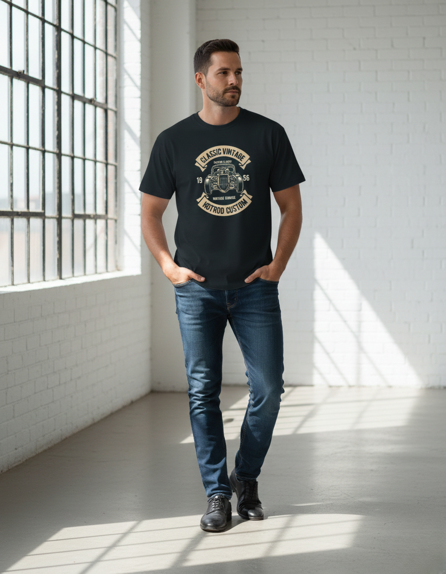 Men Classic Crew Vintage Printed Regular Wear T-Shirt